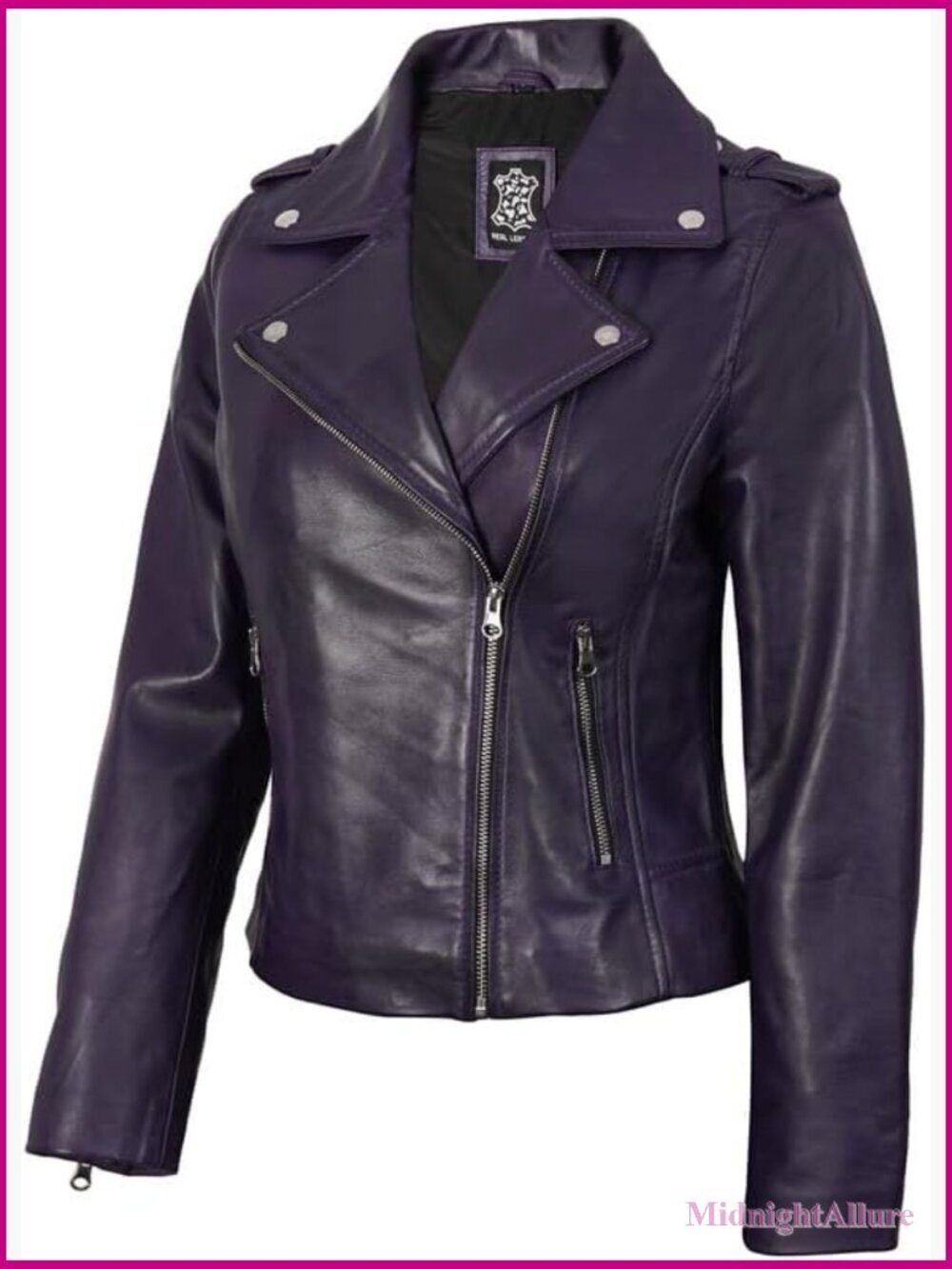 Real Lambskin Asymmetrical Motorcycle Jacket for Women - Stylish Leather Moto